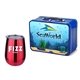 a royal blue lunchbox & red wine glass retro lunchbox + single 10 oz stemless wine glass in vacuum formed insert