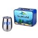 a royal blue lunchbox & silver wine glass retro lunchbox + single 10 oz stemless wine glass in vacuum formed insert