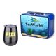 a royal blue lunchbox & titanium grey wine glass retro lunchbox + single 10 oz stemless wine glass in vacuum formed insert