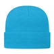 a cyan blue knit cap with cuff