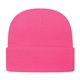 a neon pink knit cap with cuff