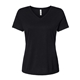 aerial view a solid black triblend bella + canvas - womens relaxed triblend v - neck tee, image 1 of 3