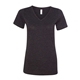 aerial view a charcoal black triblend bella + canvas - womens relaxed triblend v - neck tee, image 1 of 3