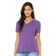 aerial view a purple triblend bella + canvas - womens relaxed triblend v - neck tee, image 1 of 3
