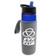 a blue bottle & black with blue spout lid & heather gray insulator the wave - 24 oz tritan(tm) bottle with flip straw lid and insulator caddy