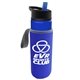 a blue bottle & black with blue spout lid & blue insulator the wave - 24 oz tritan(tm) bottle with flip straw lid and insulator caddy