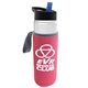 a clear bottle & black with blue spout lid & hot pink insulator the wave - 24 oz tritan(tm) bottle with flip straw lid and insulator caddy