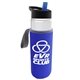a clear bottle & black with blue spout lid & blue insulator the wave - 24 oz tritan(tm) bottle with flip straw lid and insulator caddy