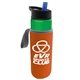 a green bottle & black with blue spout lid & orange insulator the wave - 24 oz tritan(tm) bottle with flip straw lid and insulator caddy