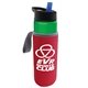 a green bottle & black with blue spout lid & red insulator the wave - 24 oz tritan(tm) bottle with flip straw lid and insulator caddy
