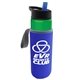 a green bottle & black with blue spout lid & blue insulator the wave - 24 oz tritan(tm) bottle with flip straw lid and insulator caddy