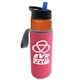 a orange bottle & black with blue spout lid & hot pink insulator the wave - 24 oz tritan(tm) bottle with flip straw lid and insulator caddy