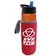 a orange bottle & black with blue spout lid & red insulator the wave - 24 oz tritan(tm) bottle with flip straw lid and insulator caddy