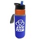 a orange bottle & black with blue spout lid & blue insulator the wave - 24 oz tritan(tm) bottle with flip straw lid and insulator caddy