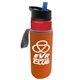 a red bottle & black with blue spout lid & orange insulator the wave - 24 oz tritan(tm) bottle with flip straw lid and insulator caddy