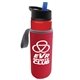 a red bottle & black with blue spout lid & red insulator the wave - 24 oz tritan(tm) bottle with flip straw lid and insulator caddy