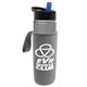 a smoke bottle & black with blue spout lid & heather gray insulator the wave - 24 oz tritan(tm) bottle with flip straw lid and insulator caddy