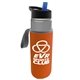 a smoke bottle & black with blue spout lid & orange insulator the wave - 24 oz tritan(tm) bottle with flip straw lid and insulator caddy