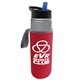 a smoke bottle & black with blue spout lid & red insulator the wave - 24 oz tritan(tm) bottle with flip straw lid and insulator caddy