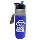 a smoke bottle & black with blue spout lid & blue insulator the wave - 24 oz tritan(tm) bottle with flip straw lid and insulator caddy