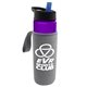 a violet bottle & black with blue spout lid & heather gray insulator the wave - 24 oz tritan(tm) bottle with flip straw lid and insulator caddy