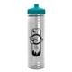 aerial view a teal lid & clear bottle 24 oz slim fit water bottle with push - pull lid, image 1 of 2