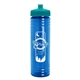 a teal lid & transparent blue bottle 24 oz slim fit water bottle with push - pull lid