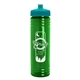 a teal lid & transparent green bottle 24 oz slim fit water bottle with push - pull lid