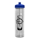 aerial view a royal blue lid & clear bottle 24 oz slim fit water bottle with push - pull lid, image 1 of 2