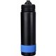 aerial view a blue pop up 24 oz colorful banded bottle, image 1 of 2