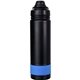 aerial view a blue sip top 24 oz colorful banded bottle, image 1 of 2