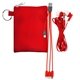aerial view a red tall stretchy cable buds set, image 1 of 2