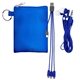 aerial view a blue tall stretchy cable buds set, image 1 of 2