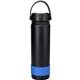 aerial view a blue metal top 24 oz colorful banded bottle, image 1 of 2