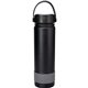 aerial view a grey metal top 24 oz colorful banded bottle, image 1 of 2