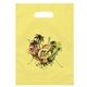 aerial view a yellow aster(tm) recyclable reinforced handle plastic bag - 13 x 9, image 1 of 2