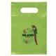aerial view a lime die cut handle dynamic color plastic bag 7x10, image 1 of 2