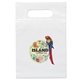 aerial view a white die cut handle dynamic color plastic bag 7x10, image 1 of 2