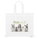 aerial view a white ava white laminated non - woven tote with dynamic color imprint, image 1 of 4