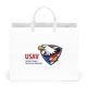 aerial view a white london matte eurotote bag with dynamic color imprint, image 1 of 8