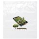 aerial view a white dynamic color die cut handle plastic bag 18x20x4, image 1 of 2