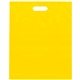a yellow dynamic color imprint die cut handle plastic bag 15x19x3