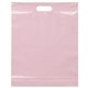 a pink dynamic color imprint die cut handle plastic bag 15x19x3