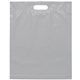 aerial view a gray dynamic color imprint die cut handle plastic bag 15x19x3, image 1 of 2