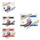 a group of clear translucent school kit - 2 pencils, wood ruler, crayon, pencil sharpener