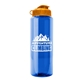 a blue bottle & orange lid the guzzler - 32 oz transparent bottle with flip lid