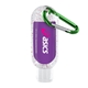 aerial view a unscented sanitizer scent & green carabiner & red moisture bead 1.9 oz single color moisture bead sanitizer in clear bottle with carabiner, image 1 of 2