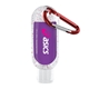aerial view a unscented sanitizer scent & red carabiner & red moisture bead 1.9 oz single color moisture bead sanitizer in clear bottle with carabiner, image 1 of 2