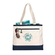 aerial view a natural-navy natural / navy gemline utility tote bag, image 1 of 4