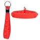 aerial view a red silicone bubble push pop stress relief keychain, image 1 of 2